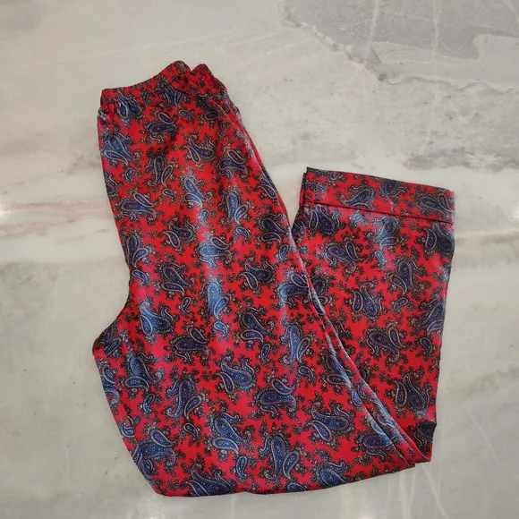 NWT 100% Silk Pajama Set- Long Sleeves + Pants | Vintage Asian Print PJ - Picture 6 of 8